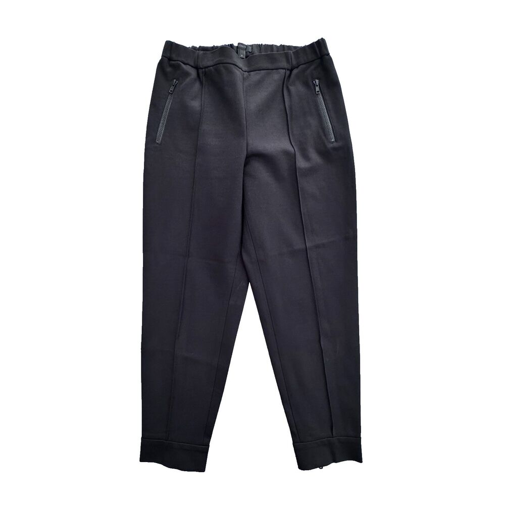 J.Crew Black Pull On Pants Size 8 Stretch Slim Ankle Zip Minimalist Workwear